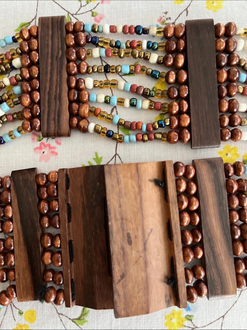 Bohemian Style Wood Bead ed Multi-Color Stretch Belt